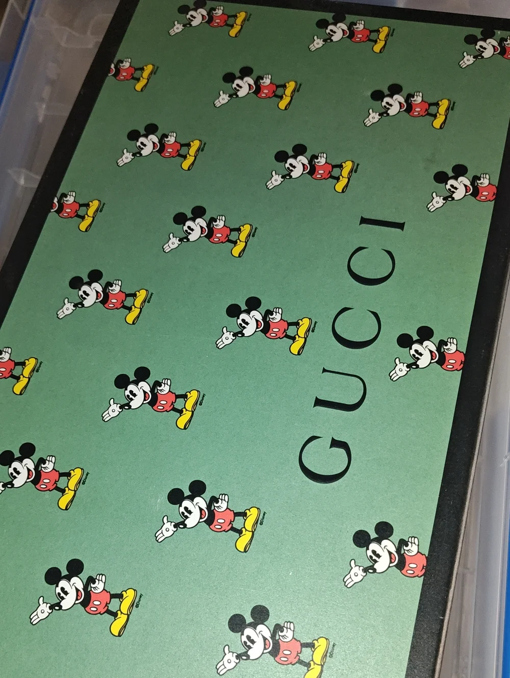 Guccix Disney Mickey Mouse GG Supreme Coated Canvas Crossbody Bag Brown